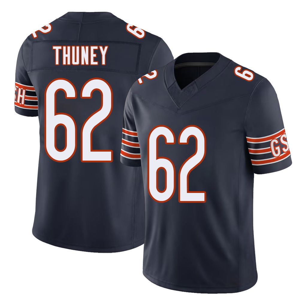 Chicago #62 Joe Football V Neck Short Sleeve Navy Jersey Thuney For Men Youth Women Gift