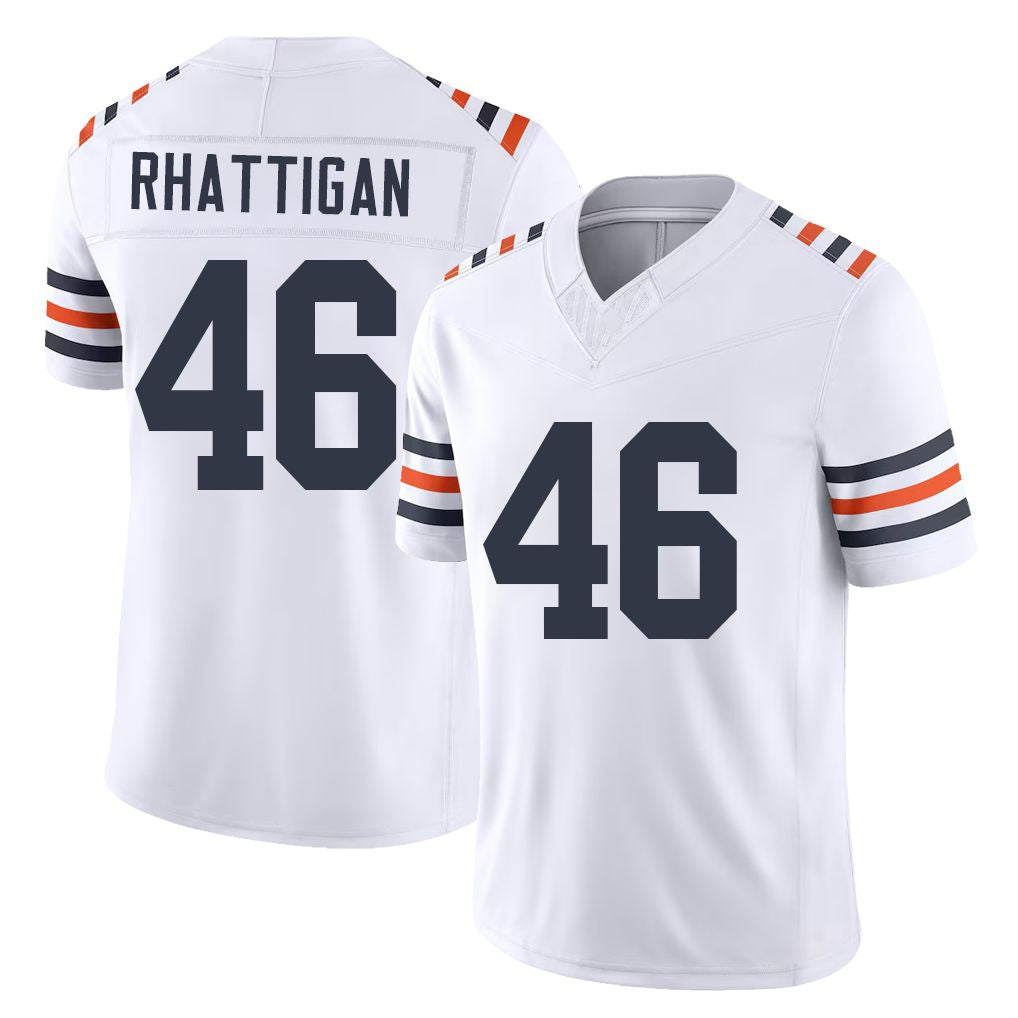 Chicago #46 Jon Football V Neck Short Sleeve White Jersey Rhattigan For Men Youth Women Gift
