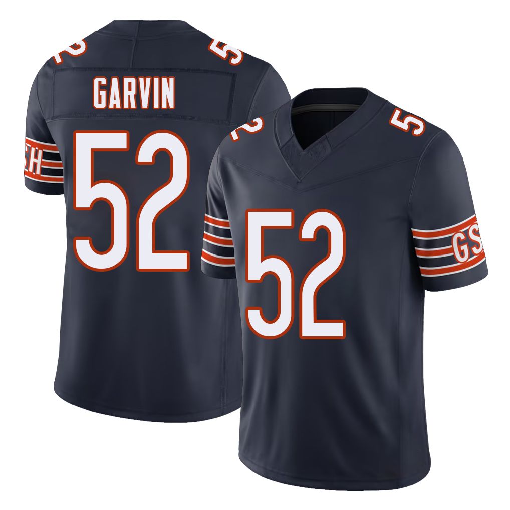 Chicago #52 Jonathan Football V Neck Short Sleeve Navy Jersey Garvin For Men Youth Women Gift