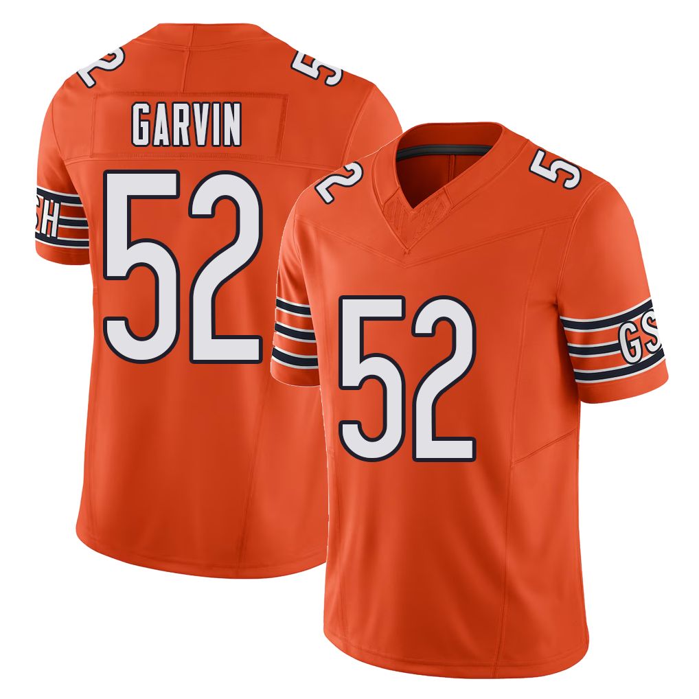 Chicago #52 Jonathan Football V Neck Short Sleeve Orange Jersey Garvin For Men Youth Women Gift