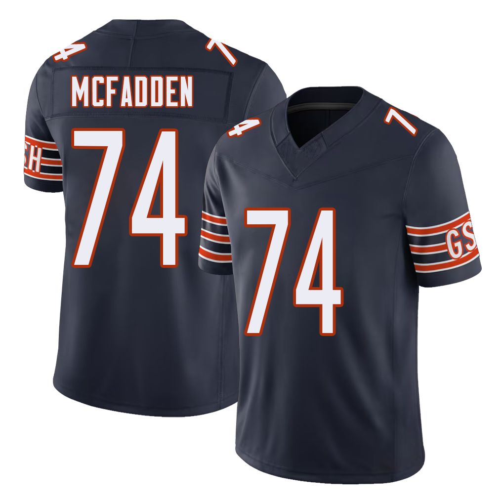 Chicago #74 Jordan Football V Neck Short Sleeve Navy Jersey McFadden For Men Youth Women Gift