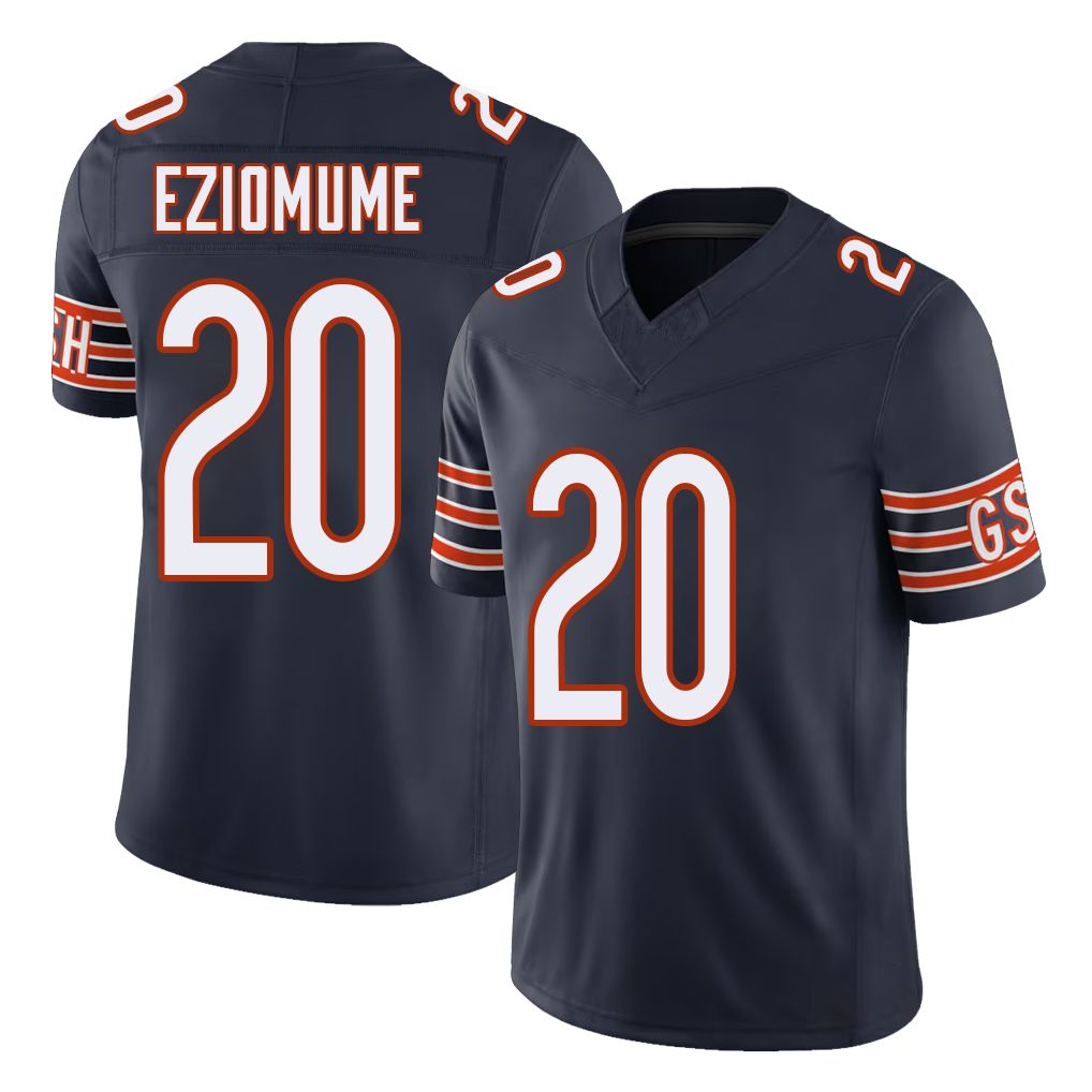 Chicago #20 KC Football V Neck Short Sleeve Navy Jersey Eziomume For Men Youth Women Gift