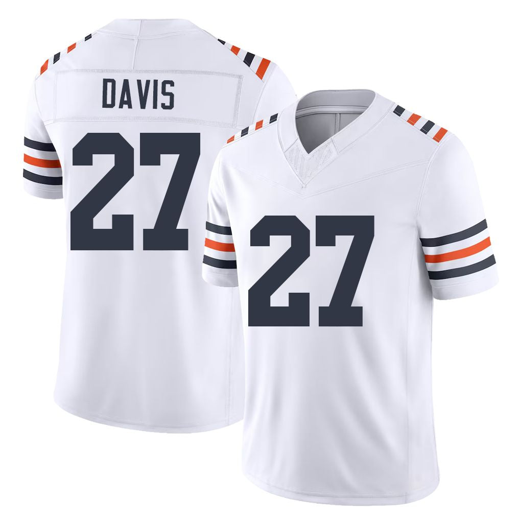 Chicago #27 Kaden Football V Neck Short Sleeve White Jersey Davis For Men Youth Women Gift