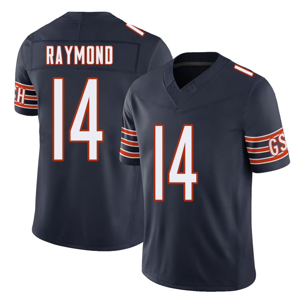 Chicago #14 Kalif Football V Neck Short Sleeve Navy Jersey Raymond For Men Youth Women Gift