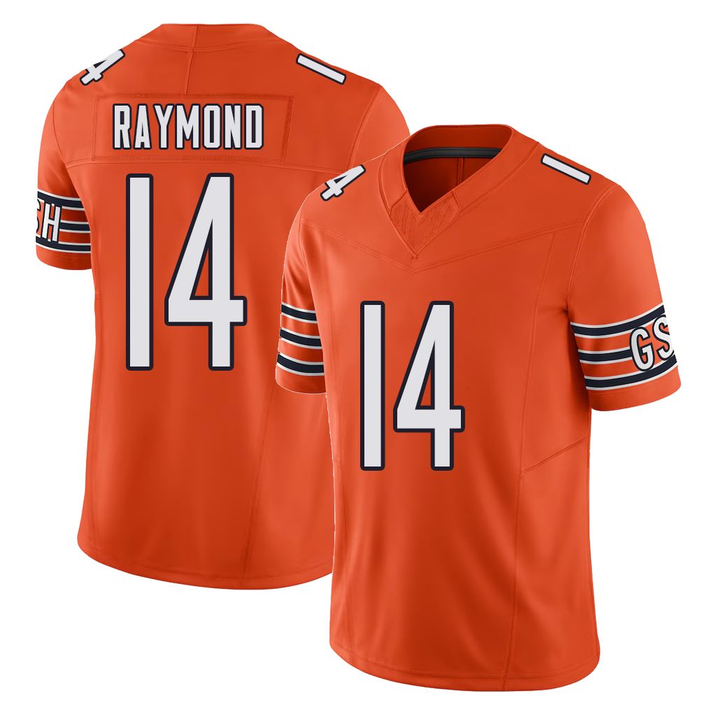 Chicago #14 Kalif Football V Neck Short Sleeve Orange Jersey Raymond For Men Youth Women Gift
