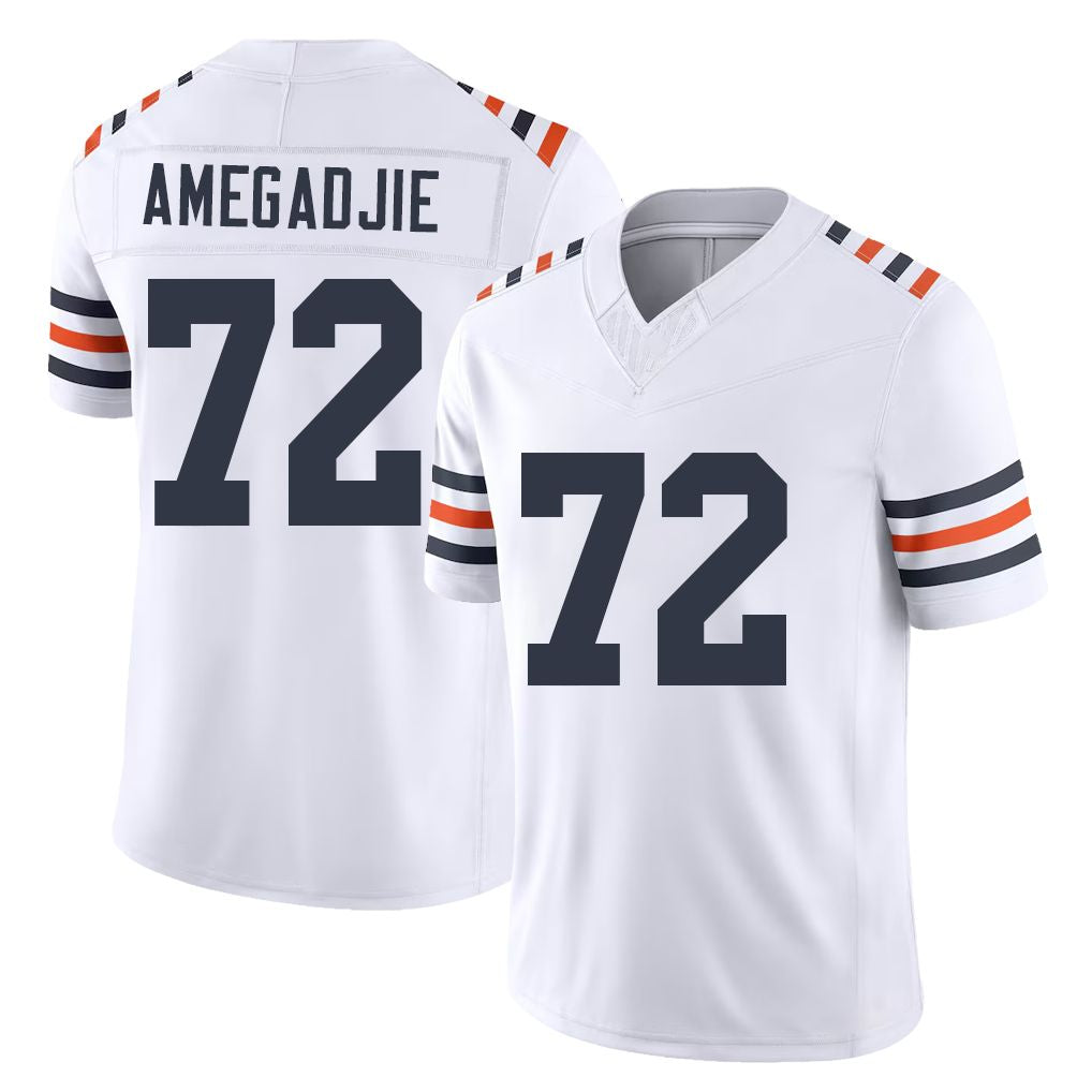 Chicago #72 Kiran Football V Neck Short Sleeve White Jersey Amegadjie For Men Youth Women Gift