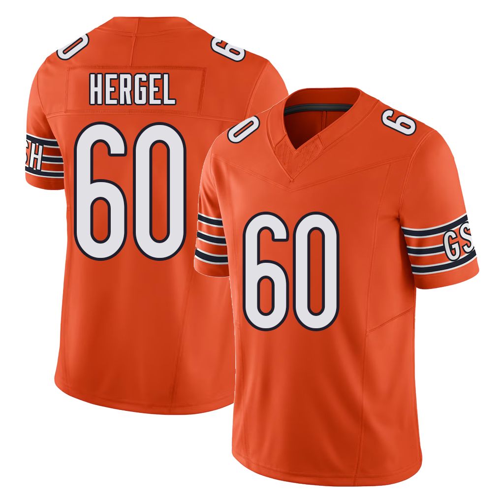 Chicago #60 Kyle Football V Neck Short Sleeve Orange Jersey Hergel For Men Youth Women Gift