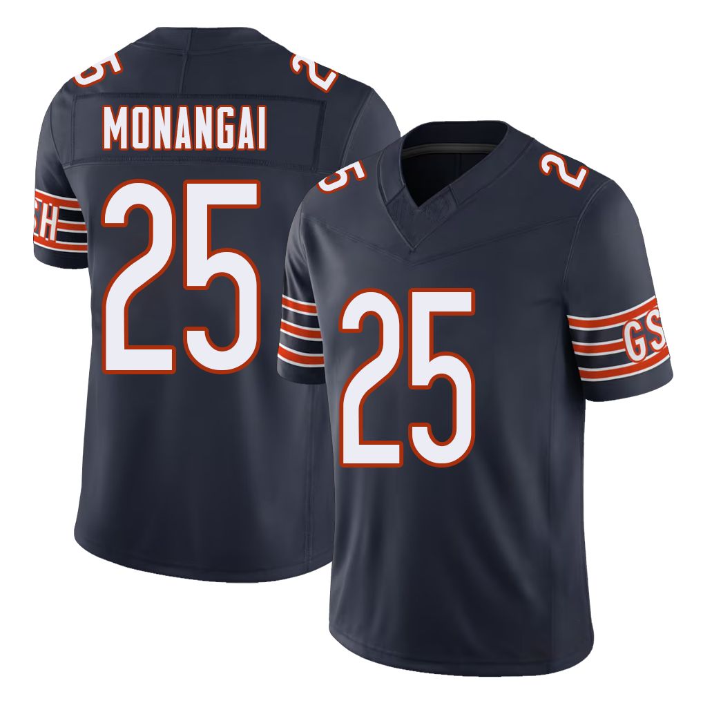 Chicago #25 Kyle Football V Neck Short Sleeve Navy Jersey Monangai For Men Youth Women Gift