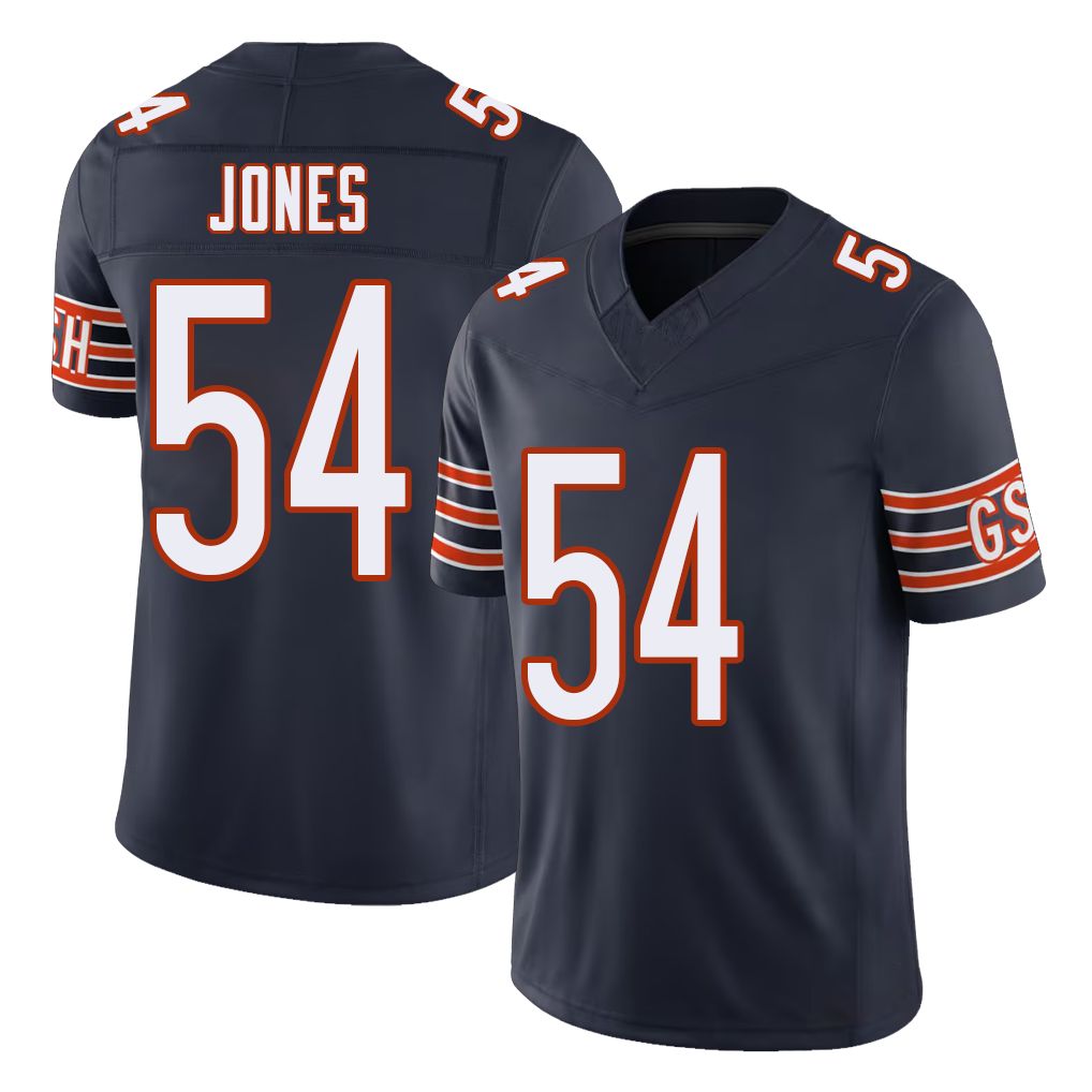 Chicago #54 Logan Football V Neck Short Sleeve Navy Jersey Jones For Men Youth Women Gift
