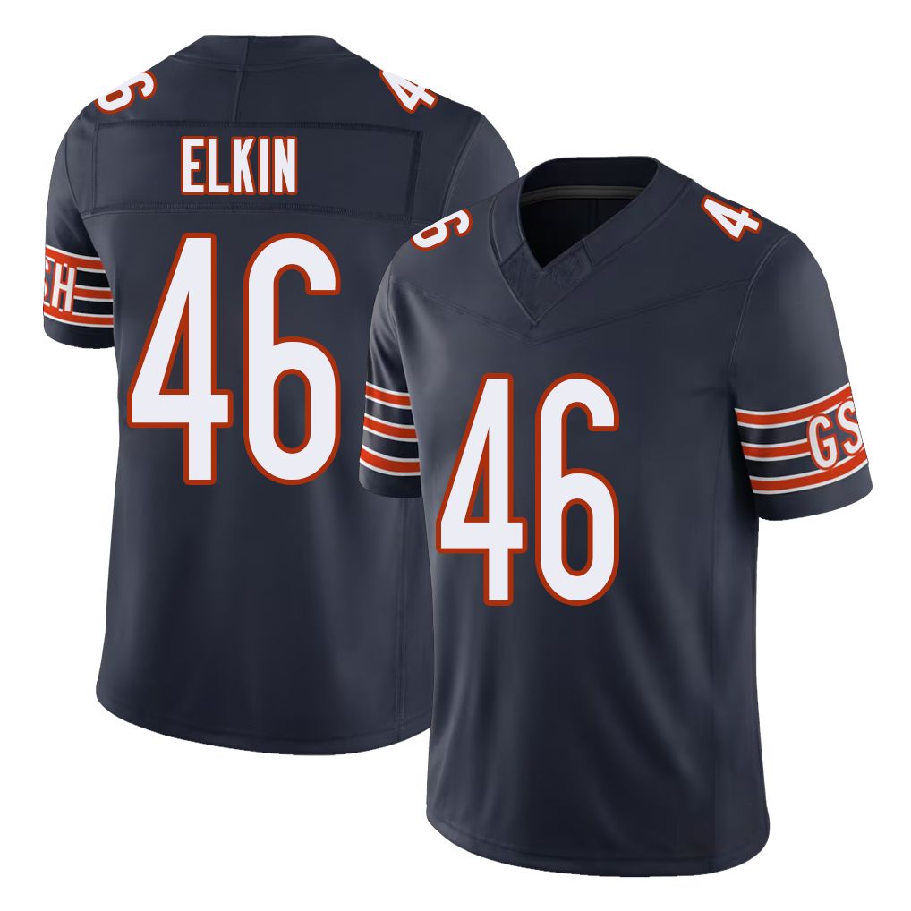 Chicago #46 Luke Football V Neck Short Sleeve Navy Jersey Elkin For Men Youth Women Gift