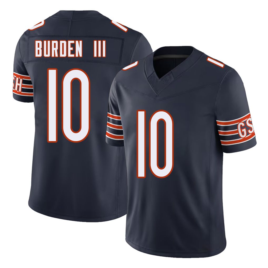 Chicago #10 Luther Football V Neck Short Sleeve Navy Jersey Burden III For Men Youth Women Gift