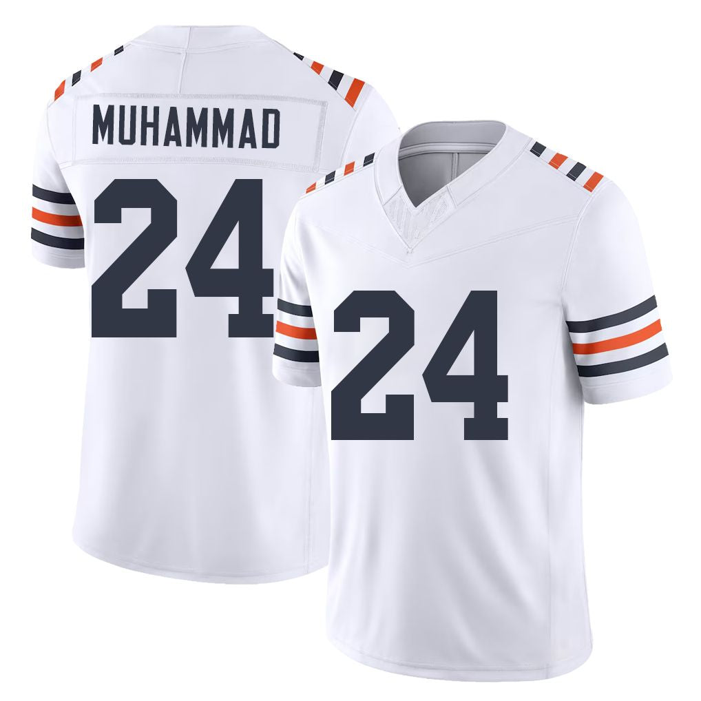 Chicago #24 Malik Football V Neck Short Sleeve White Jersey Muhammad For Men Youth Women Gift