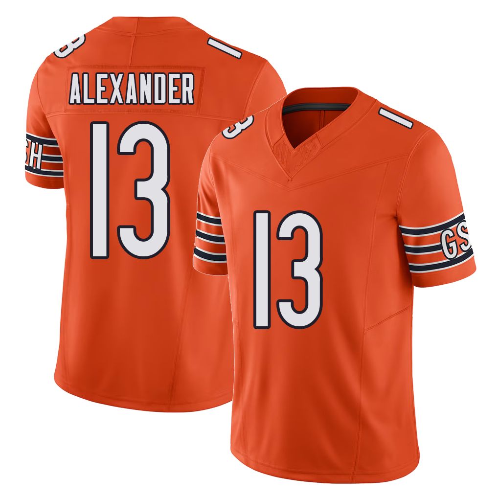 Chicago #13 Maurice Football V Neck Short Sleeve Orange Jersey Alexander For Men Youth Women Gift