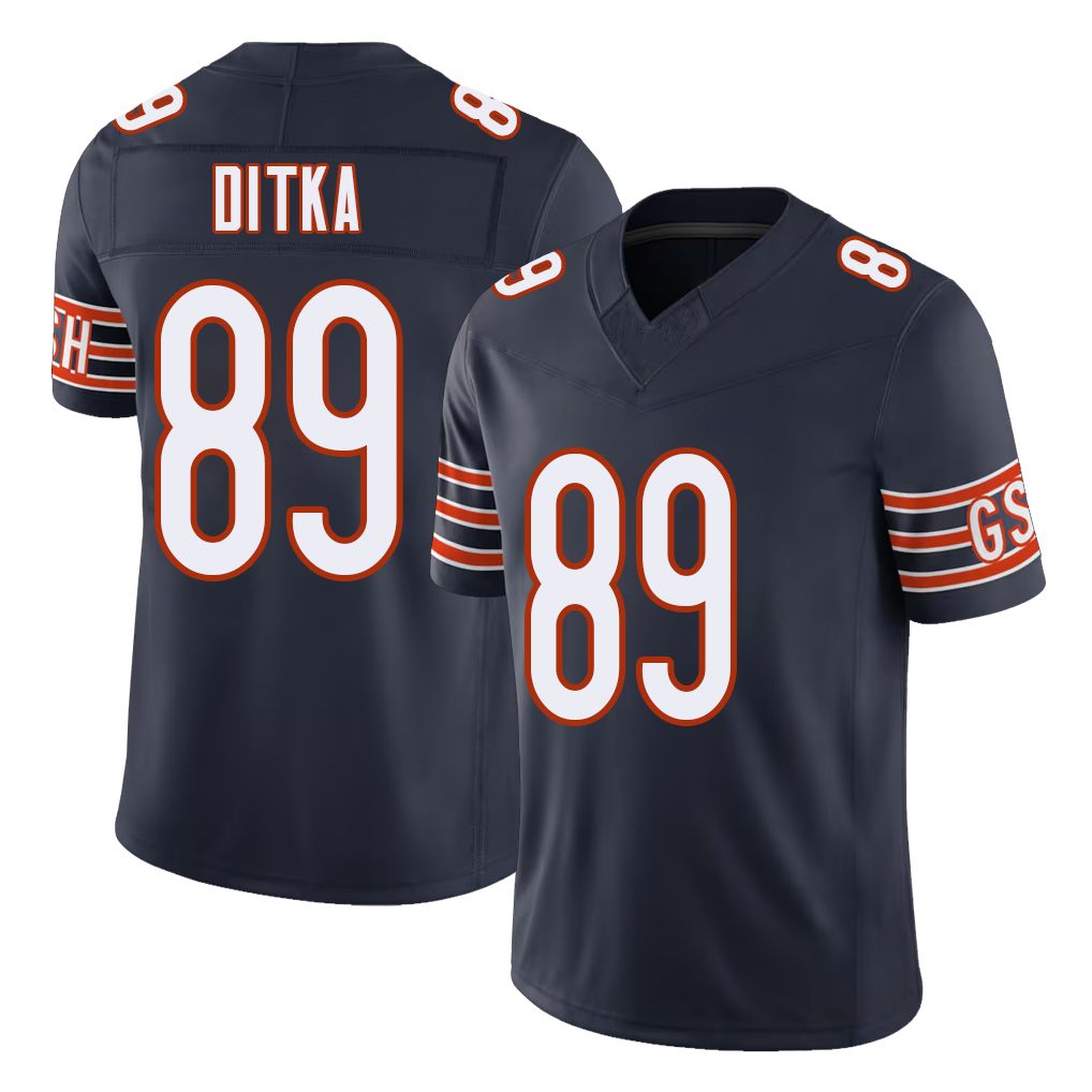 Chicago #89 Mike Football V Neck Short Sleeve Navy Jersey Ditka For Men Youth Women Gift