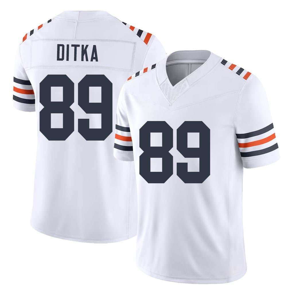 Chicago #89 Mike Football V Neck Short Sleeve White Jersey Ditka For Men Youth Women Gift