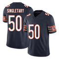 Chicago #50 Mike Football V Neck Short Sleeve Navy Jersey Singletary For Men Youth Women Gift