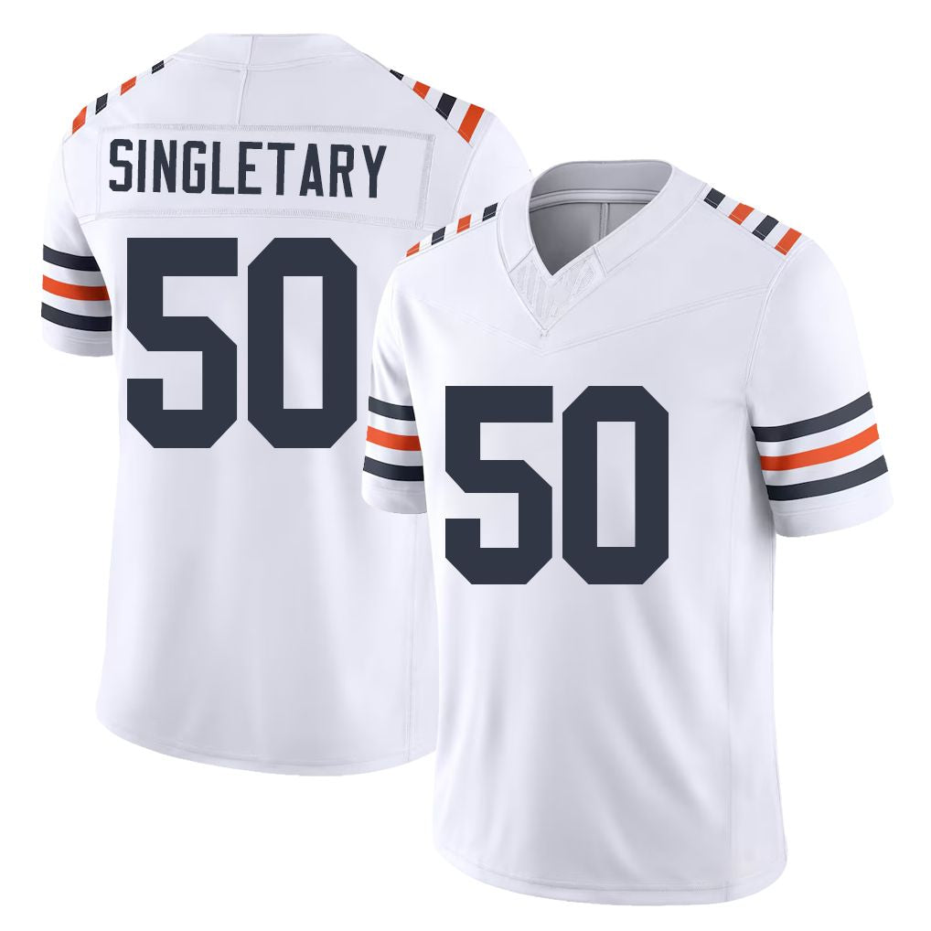 Chicago #50 Mike Football V Neck Short Sleeve White Jersey Singletary For Men Youth Women Gift
