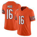 Chicago #16 Miller Football V Neck Short Sleeve Orange Jersey Moss For Men Youth Women Gift