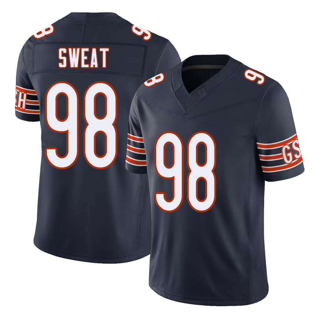 Chicago #98 Montez Football V Neck Short Sleeve Navy Jersey Sweat For Men Youth Women Gift