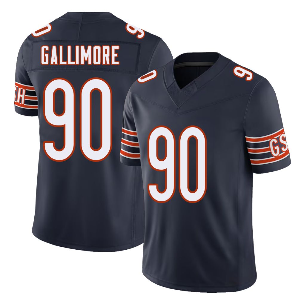 Chicago #90 Neville Football V Neck Short Sleeve Navy Jersey Gallimore For Men Youth Women Gift