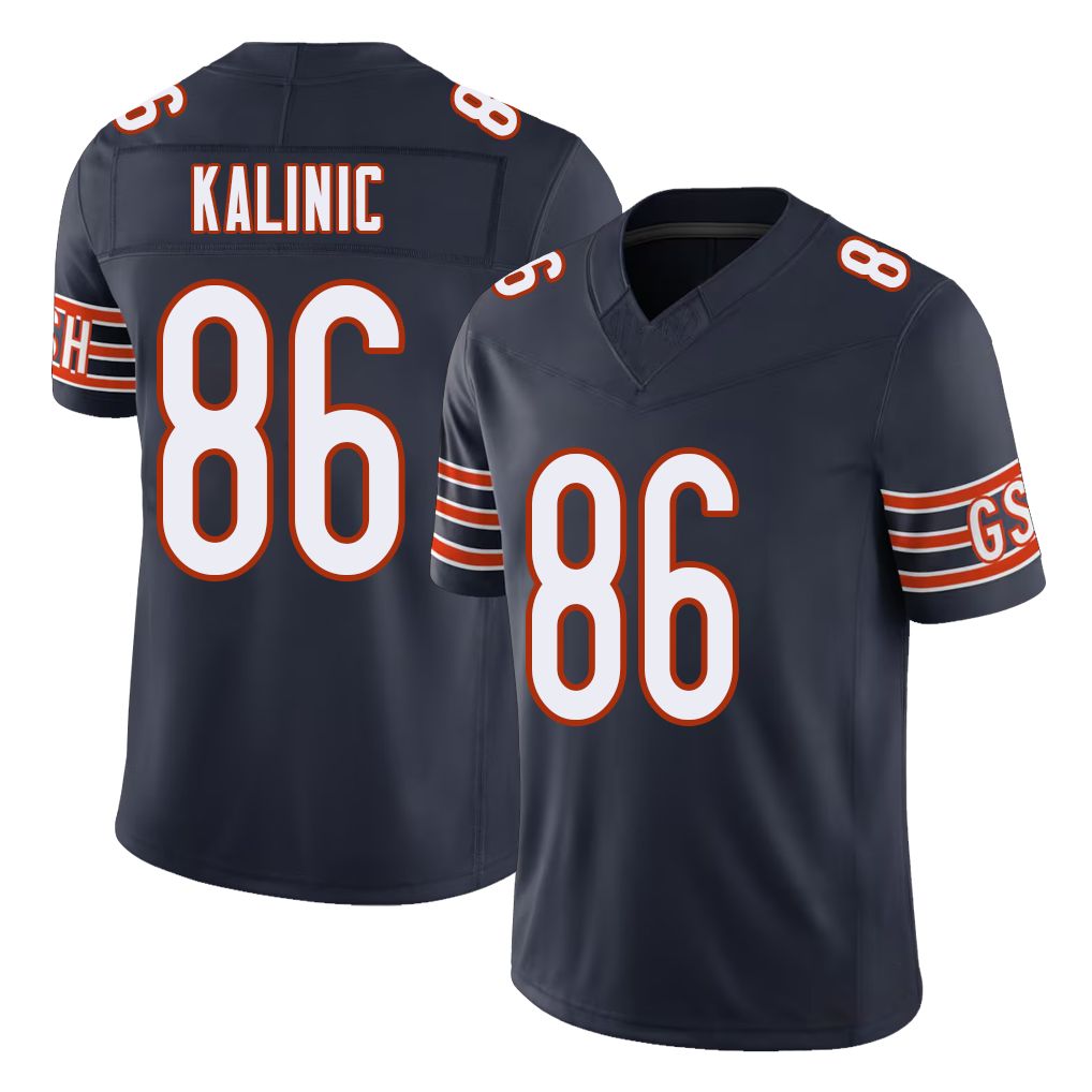 Chicago #86 Nikola Football V Neck Short Sleeve Navy Jersey Kalinic For Men Youth Women Gift