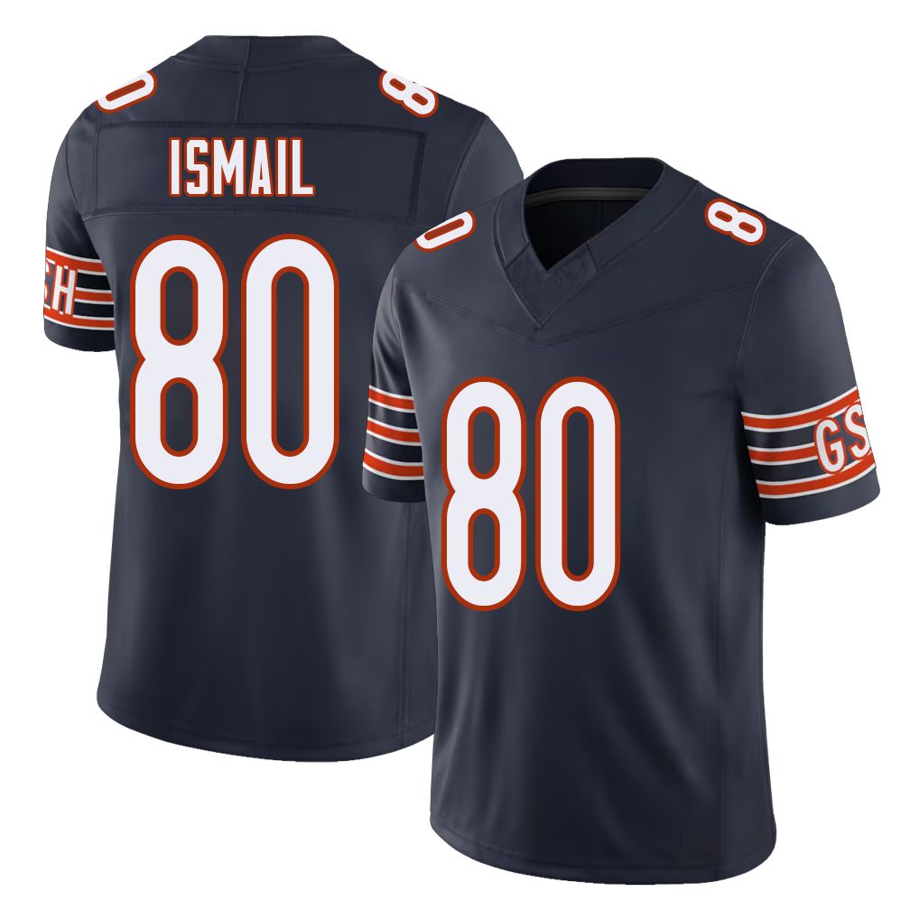 Chicago #80 Qadir Football V Neck Short Sleeve Navy Jersey Ismail For Men Youth Women Gift