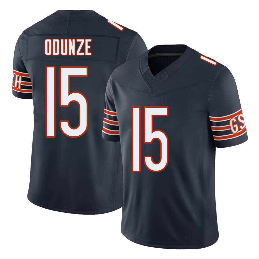 Chicago #15 Rome Football V Neck Short Sleeve Navy Jersey Odunze For Men Youth Women Gift