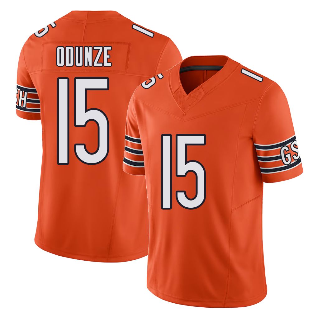 Chicago #15 Rome Football V Neck Short Sleeve Orange Jersey Odunze For Men Youth Women Gift