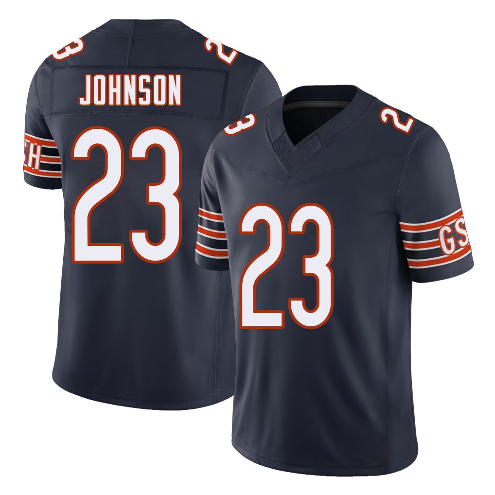 Chicago #23 Roschon Football V Neck Short Sleeve Navy Jersey Johnson For Men Youth Women Gift