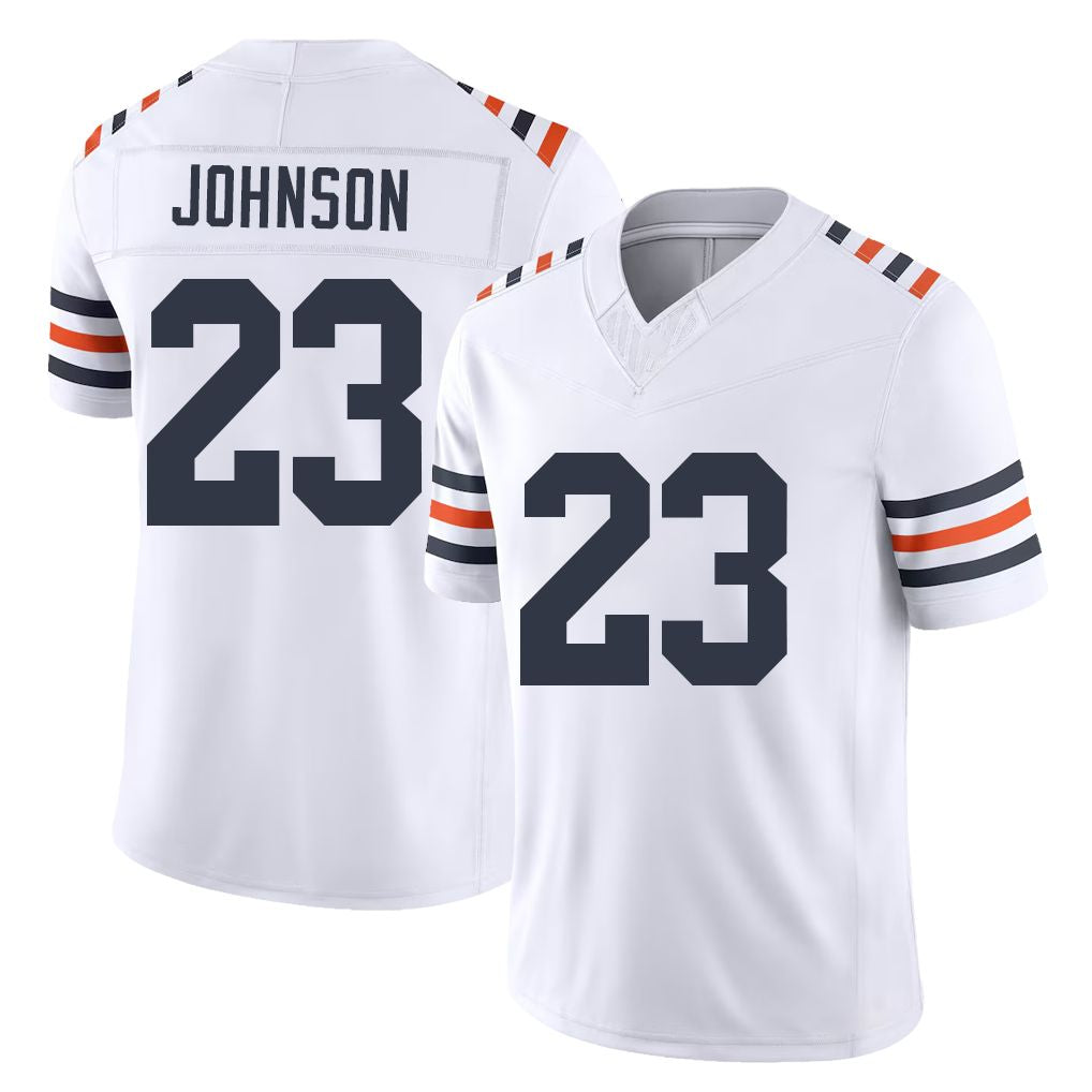 Chicago #23 Roschon Football V Neck Short Sleeve White Jersey Johnson For Men Youth Women Gift