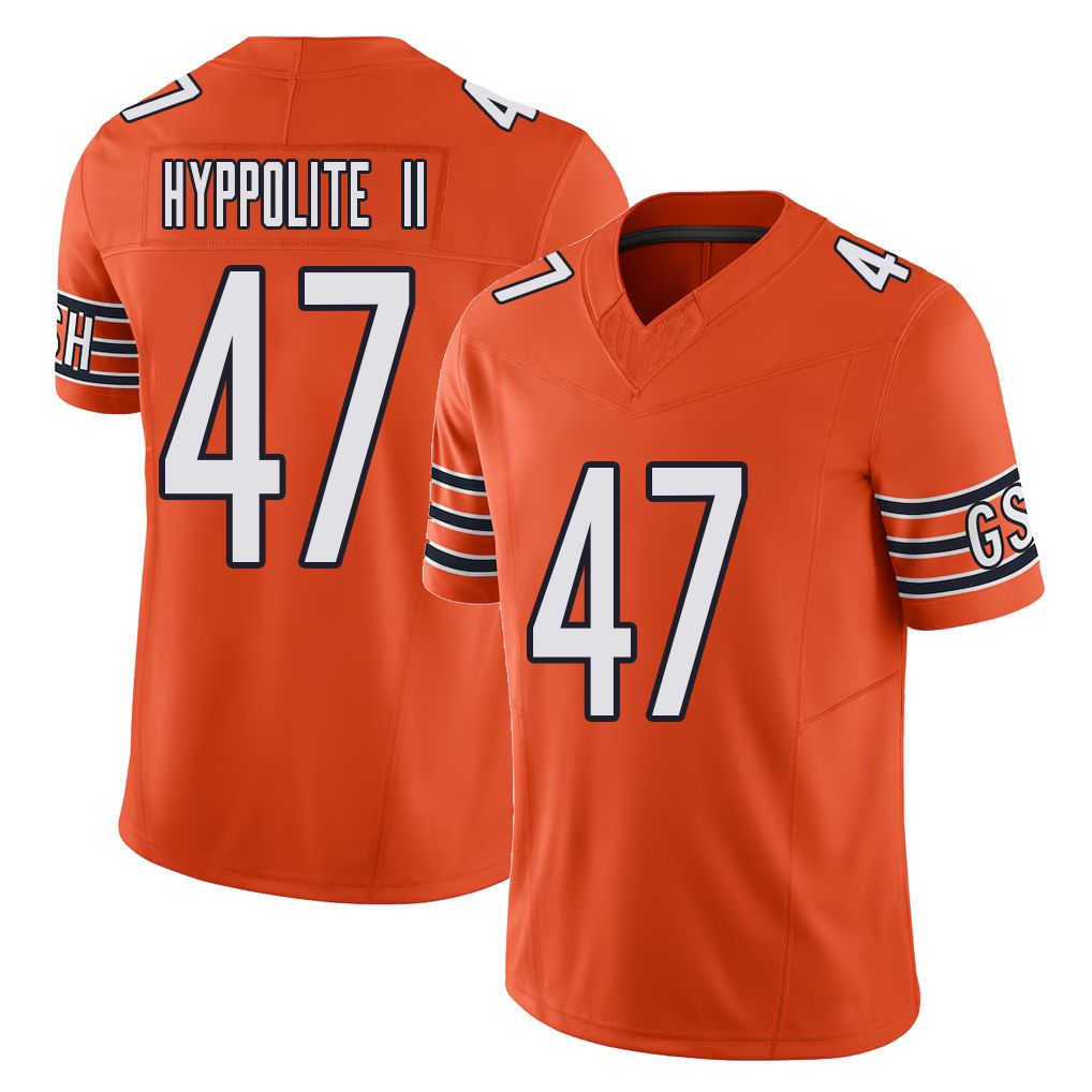 Chicago #47 Ruben Football V Neck Short Sleeve Orange  Jersey Hyppolite II For Men Youth Women Gift