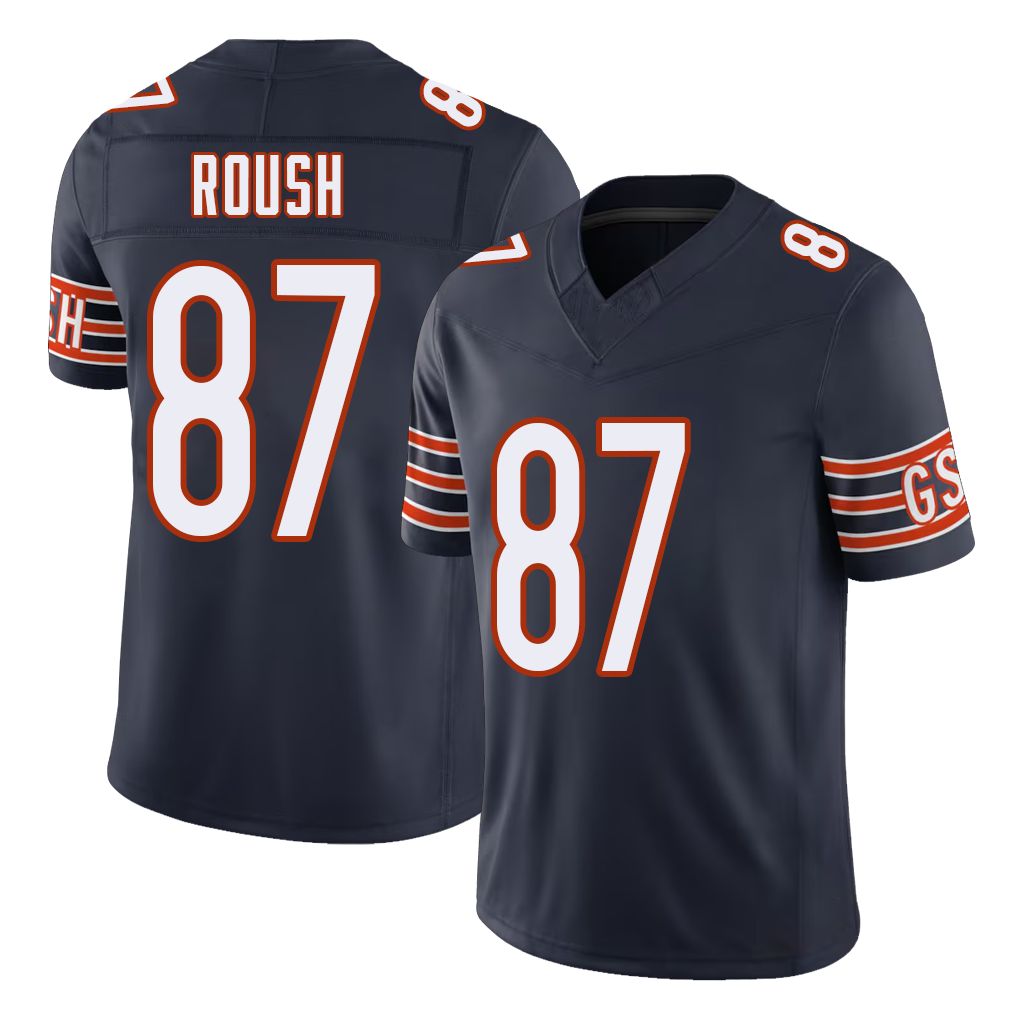 Chicago #87 Sam Football V Neck Short Sleeve Navy Jersey Roush For Men Youth Women Gift