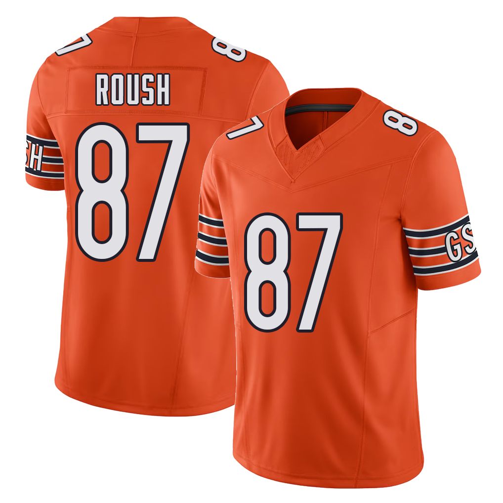 Chicago #87 Sam Football V Neck Short Sleeve Orange Jersey Roush For Men Youth Women Gift