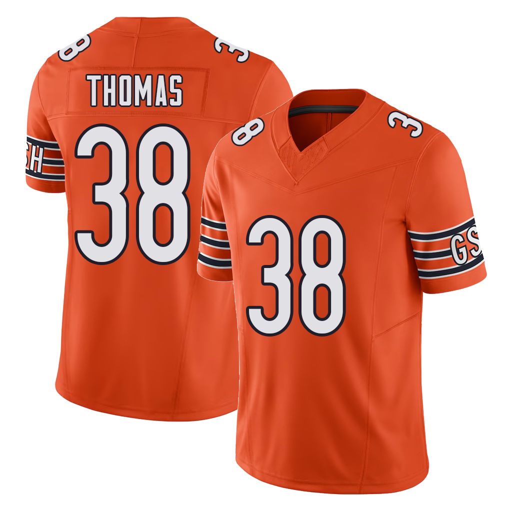 Chicago #38 Skyler Football V Neck Short Sleeve Orange Jersey Thomas For Men Youth Women Gift