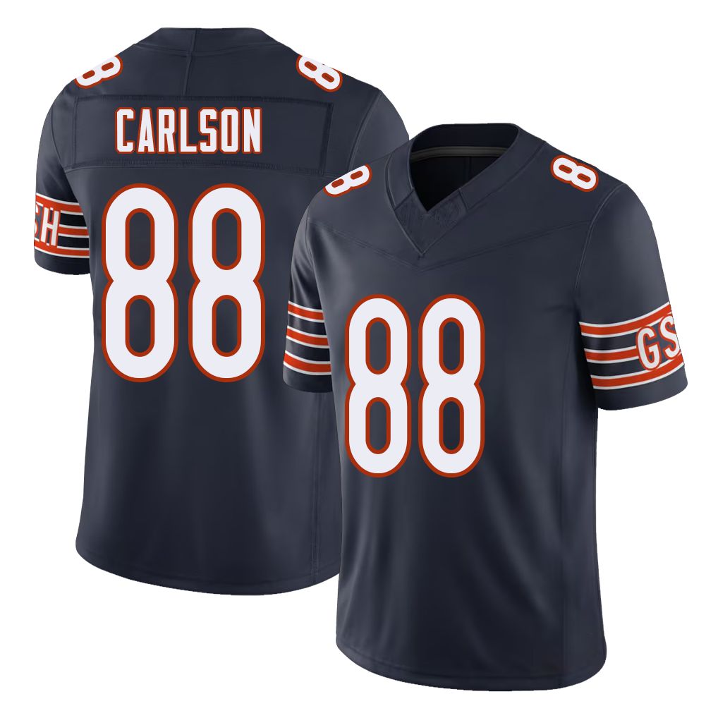 Chicago #88 Stephen Football V Neck Short Sleeve Navy Jersey Carlson For Men Youth Women Gift