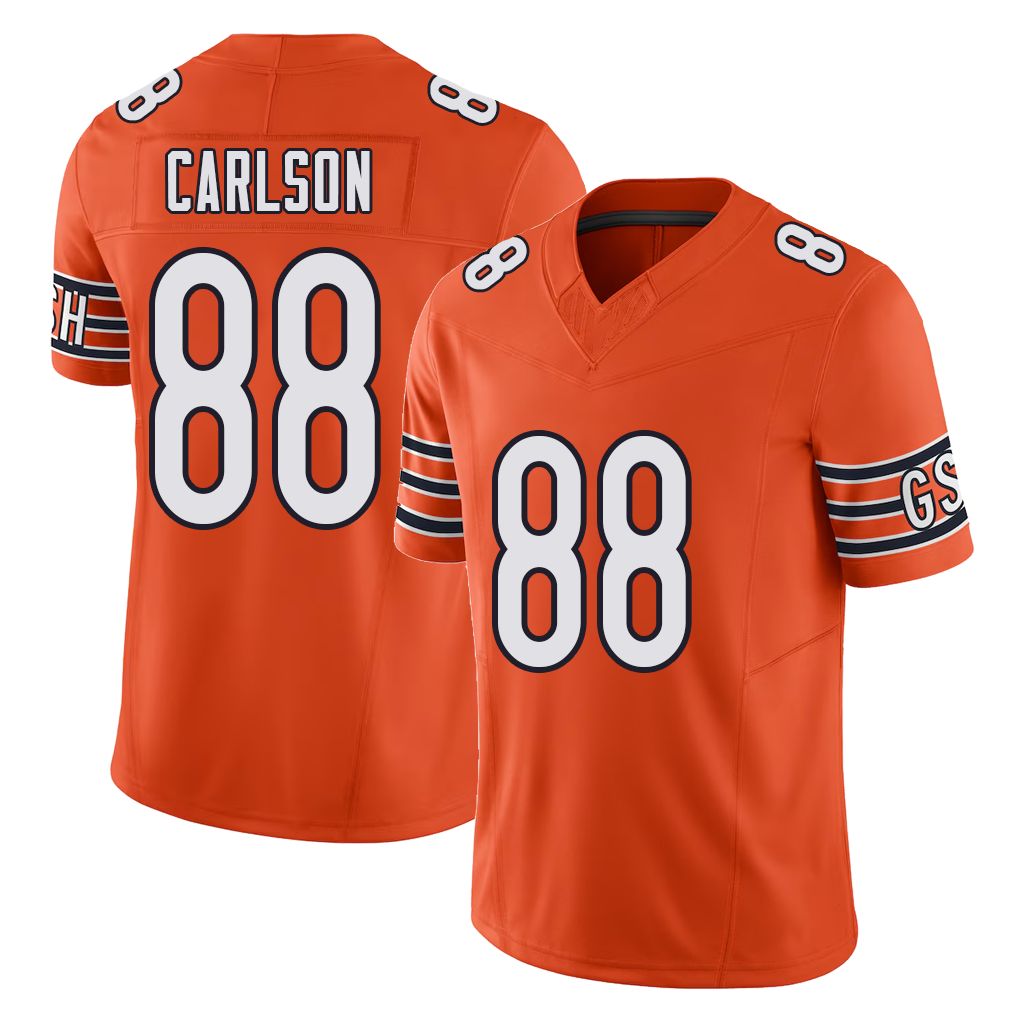 Chicago #88 Stephen Football V Neck Short Sleeve Orange Jersey Carlson For Men Youth Women Gift