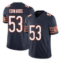 Chicago #53 T.J. Football V Neck Short Sleeve Navy Jersey Edwards For Men Youth Women Gift
