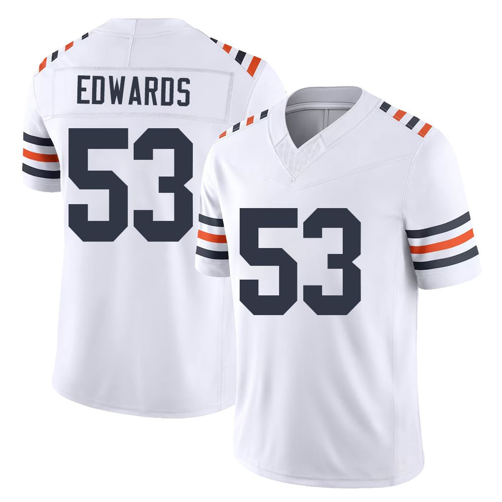 Chicago #53 T.J. Football V Neck Short Sleeve White Jersey Edwards For Men Youth Women Gift