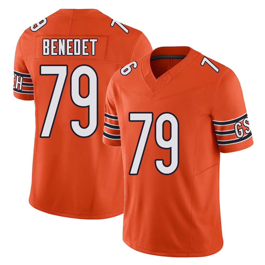 Chicago #79 Theo Football V Neck Short Sleeve Orange Jersey Benedet For Men Youth Women Gift