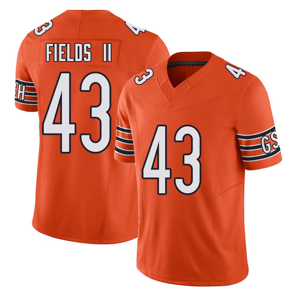 Chicago #43 Tony Football V Neck Short Sleeve Orange Jersey Fields II For Men Youth Women Gift