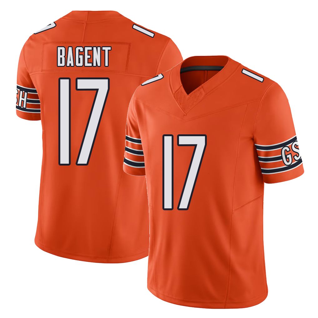 Chicago #17 Tyson Football V Neck Short Sleeve Orange Jersey Bagent For Men Youth Women Gift
