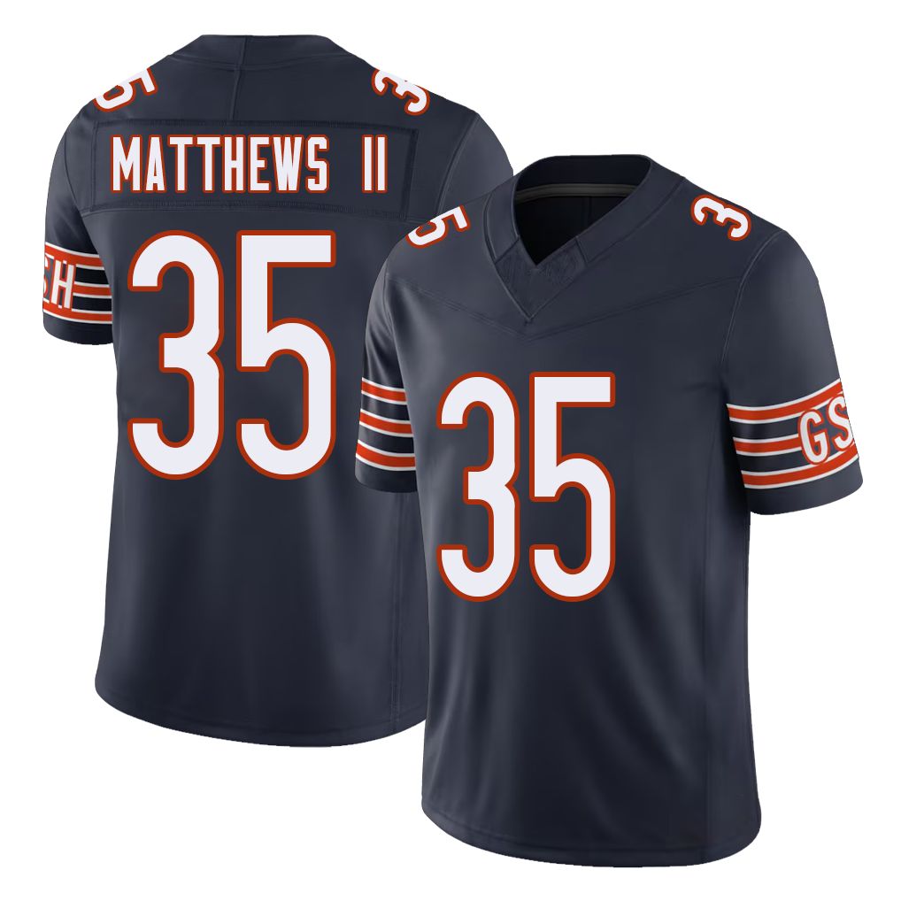 Chicago #35 Wayne Football V Neck Short Sleeve Navy Jersey Matthews II For Men Youth Women Gift