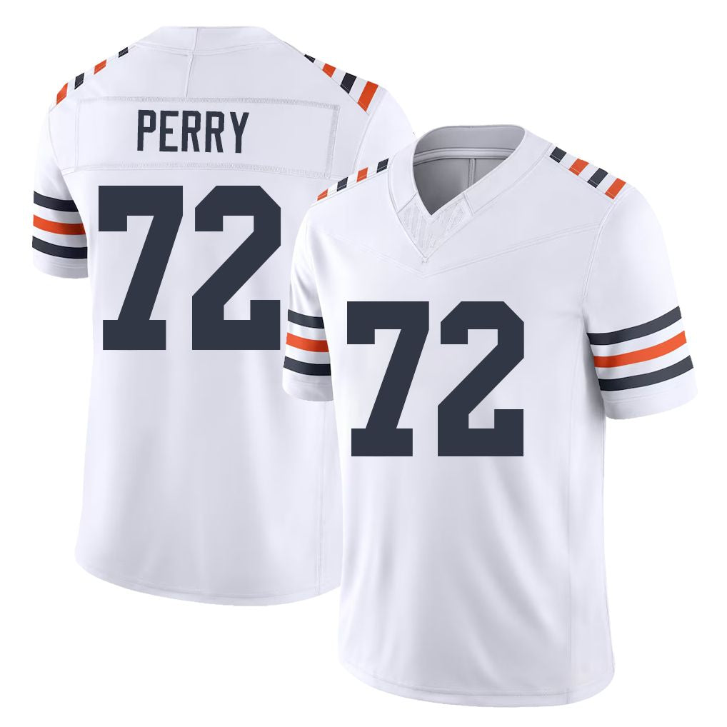 Chicago #72 William Football V Neck Short Sleeve White Jersey Perry For Men Youth Women Gift
