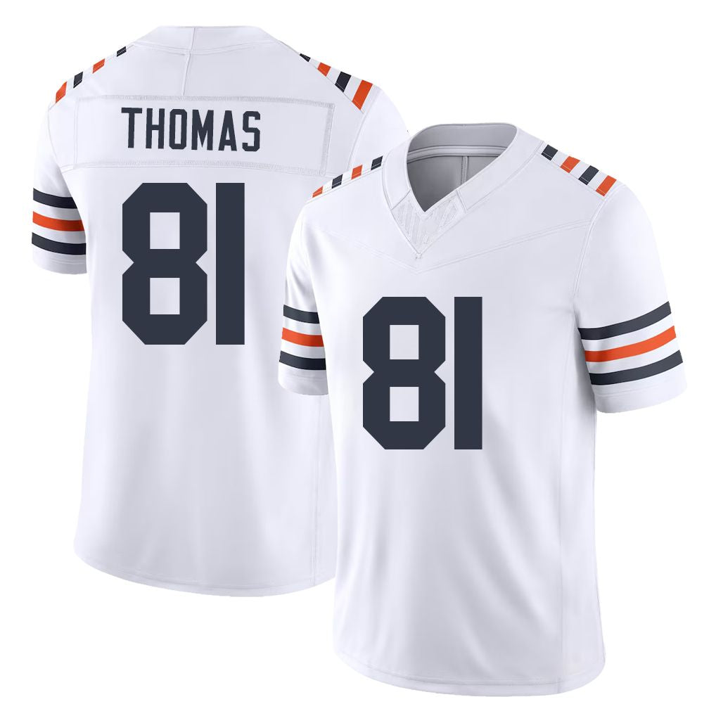 Chicago #81 Zavion Football V Neck Short Sleeve White Jersey Thomas For Men Youth Women Gift