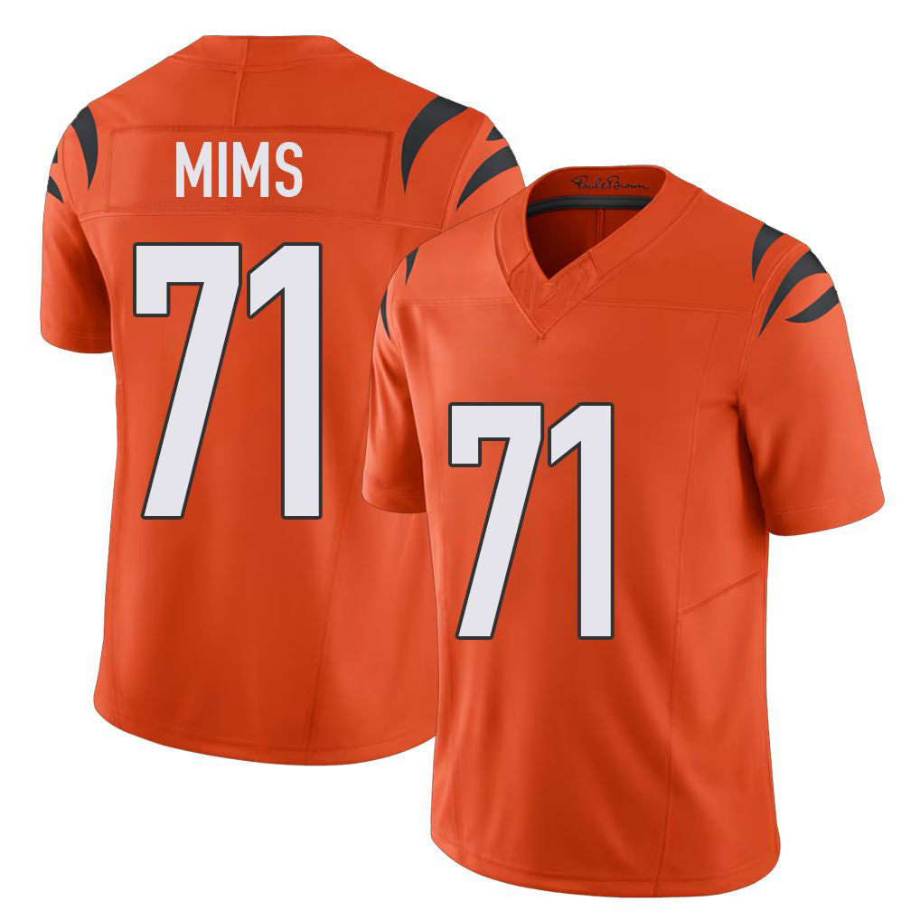 Cincinnati #71 Mims Player Football V Neck Short Sleeve Orange Jersey Amarius For Men Youth Women Gift