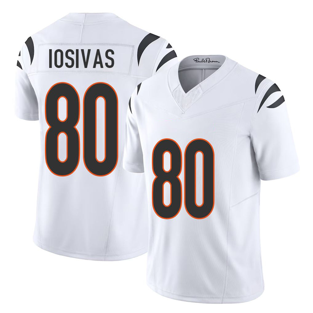 Cincinnati #80 Iosivas Player Football V Neck Short Sleeve White Jersey Andrei For Men Youth Women Gift