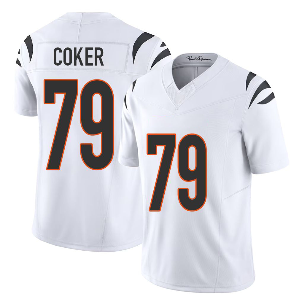 Cincinnati #79 Coker Player Football V Neck Short Sleeve White Jersey Andrew For Men Youth Women Gift
