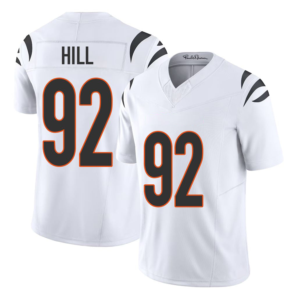 Cincinnati #92 Hill Player Football V Neck Short Sleeve White Jersey B.J. For Men Youth Women Gift
