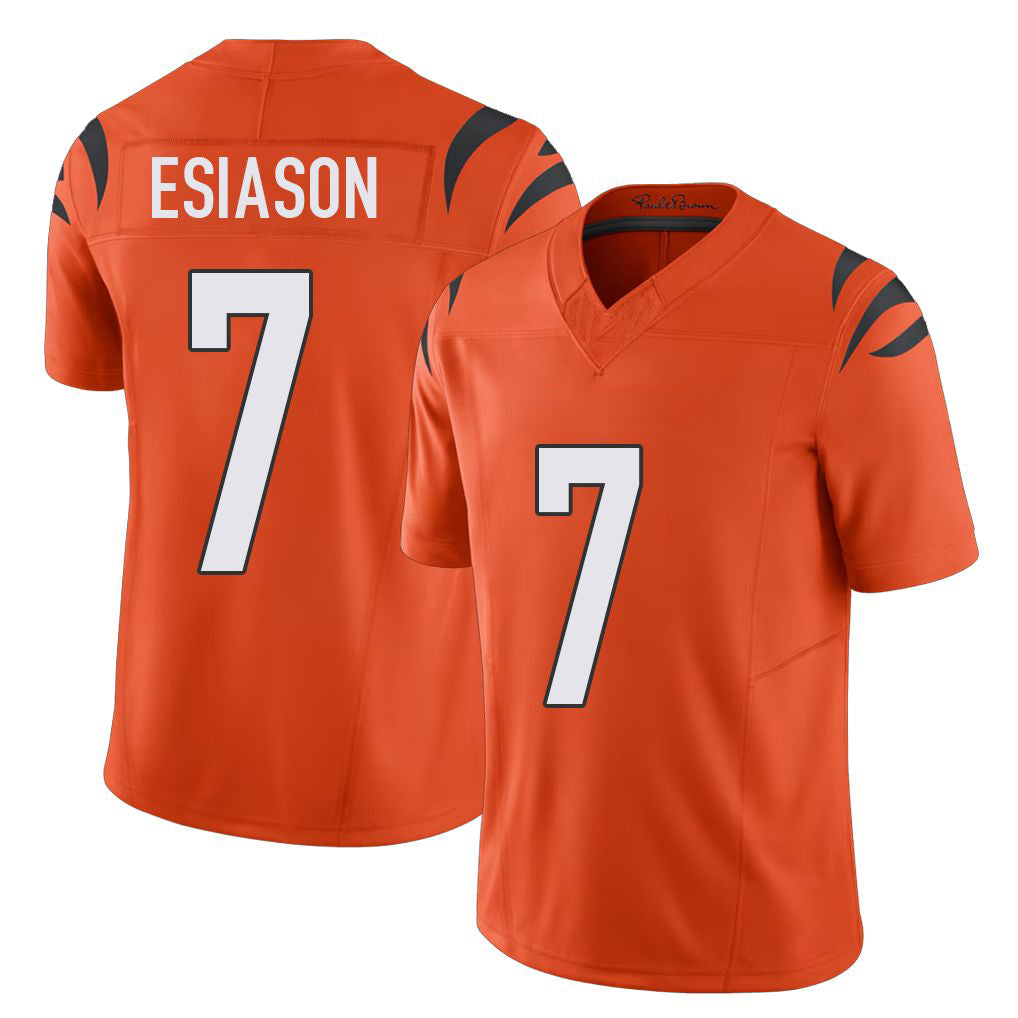 Cincinnati #7 Esiason Player Football V Neck Short Sleeve Orange Jersey Boomer For Men Youth Women Gift