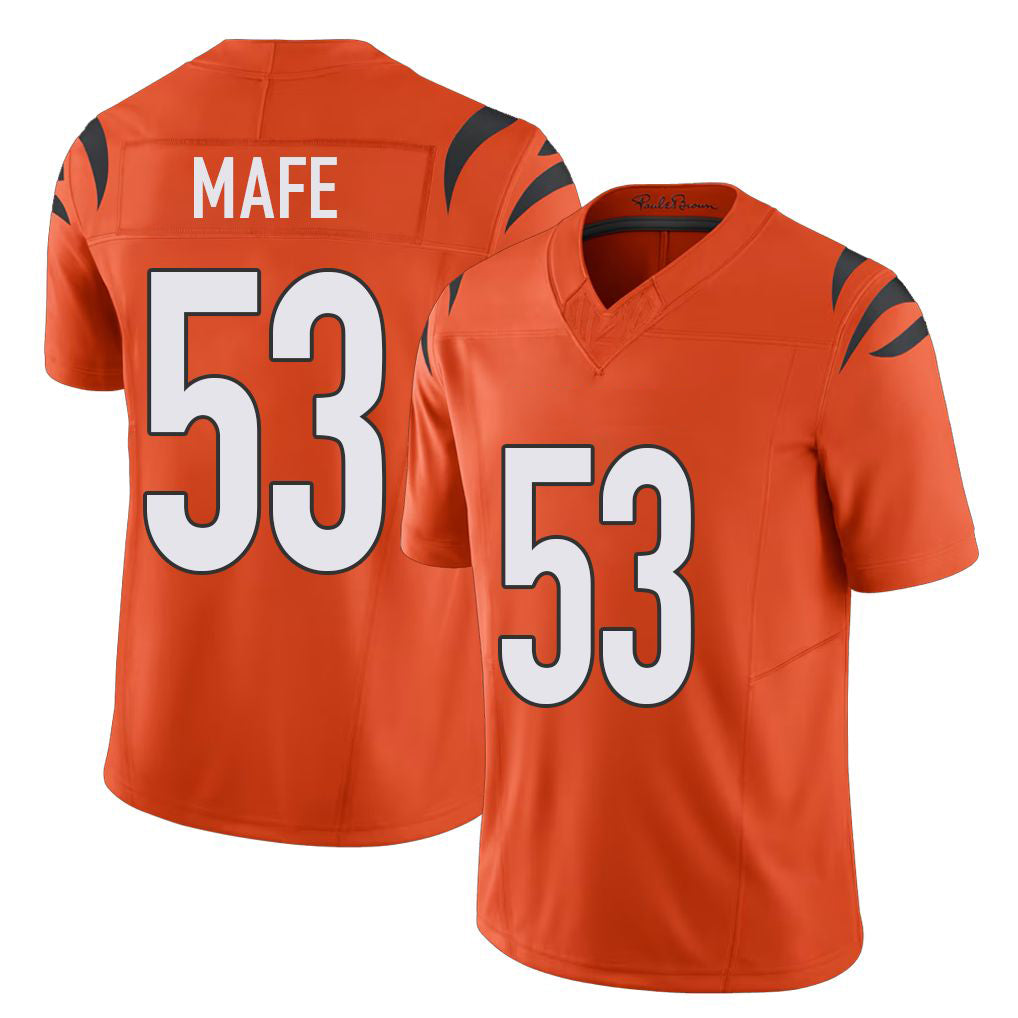 Cincinnati #53 Mafe Player Football V Neck Short Sleeve Orange Jersey Boye For Men Youth Women Gift